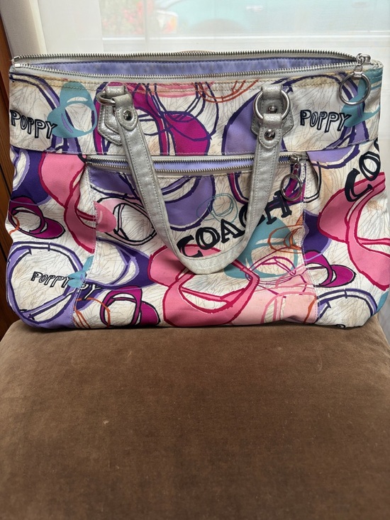 Coach Handbags - Coach Multicolor Poppy Canvas Tote - Pink, Purple & Teal Accents /great price